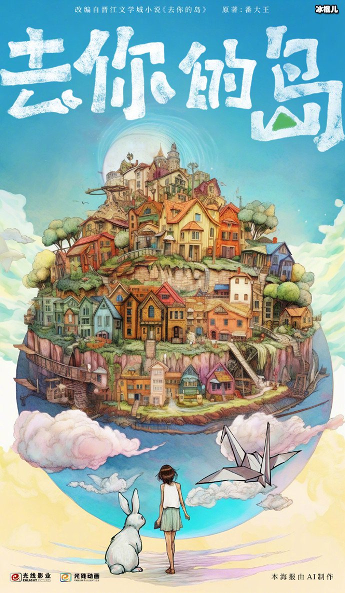 人气小说《去你的岛》改编成动画电影，官宣海报由AI制作